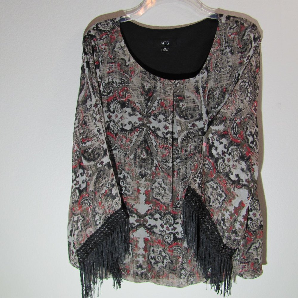 AGB Fringe Sleeve Top